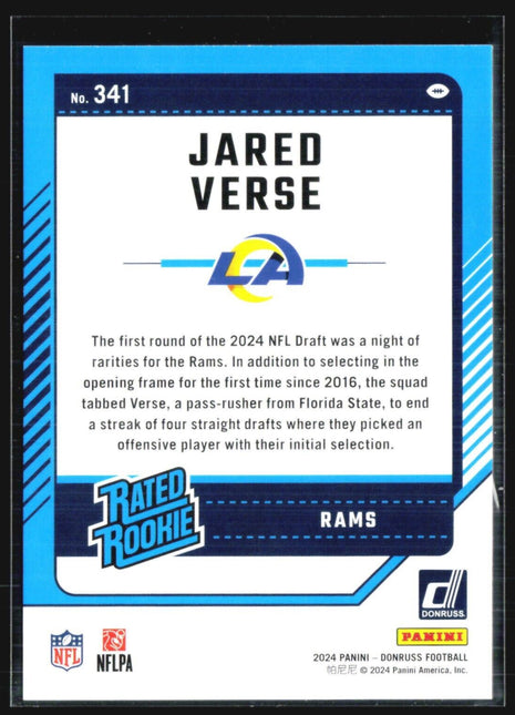2024 Donruss Green press proof Jared Verse Rated Rookie #341