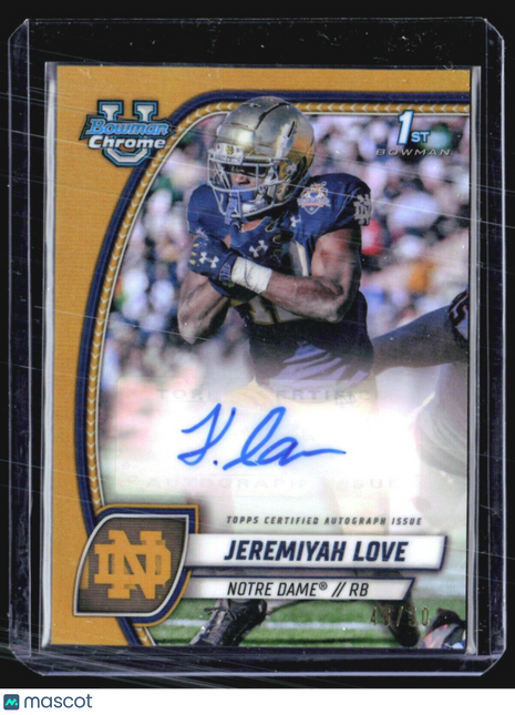 2024 Bowman Chrome U Jeremiyah Love 1st Gold Refractor Auto /50 #PA-JLO