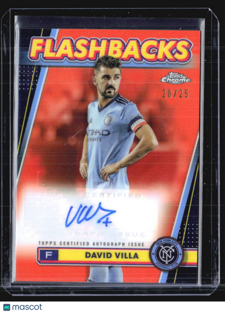 2024 Topps MLS Chrome Flashbacks David Villa Orange Refractor Auto /25 #FA-DV