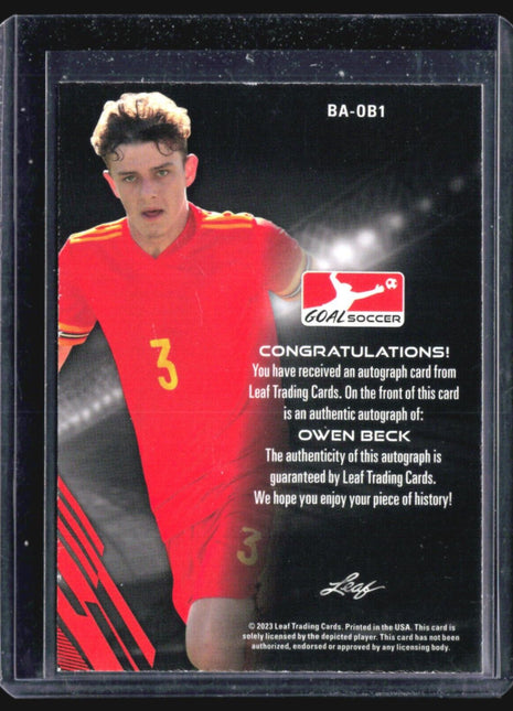 2023 Leaf Goal Soccer Owen Beck Auto #BA-OB1