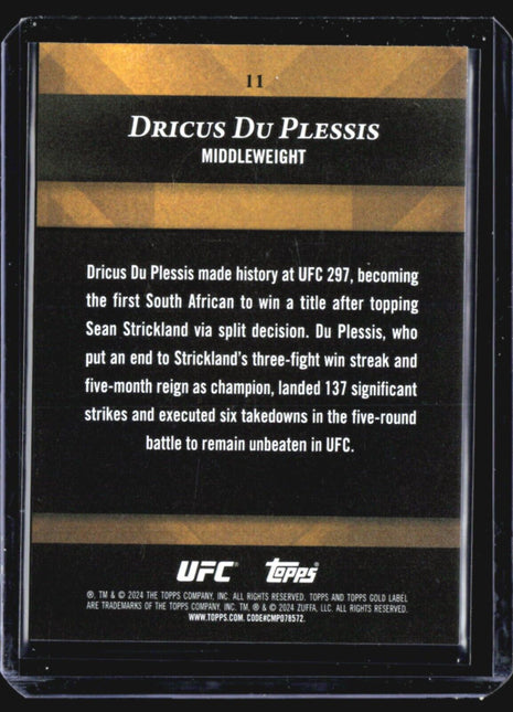 2024 Topps Gold Label UFC Dricus Du Plesis 1/1 #11 Class 2