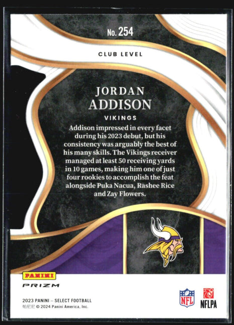 2023 Panini Select - Club Level #254 Jordan Addison (RC) Black & Red Die Cut