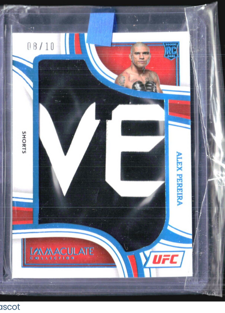 2023 Immaculate UFC Alex Pereira Rc Shorts Jumbo Logo Patch /10 Platinum #JM-APR