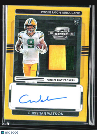 2022 Contenders Optic Rookie Patch Auto #RPA-CW Christian Watson Gold Prizm /5