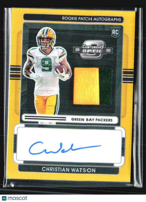 2022 Contenders Optic Rookie Patch Auto #RPA-CW Christian Watson Gold Prizm /5