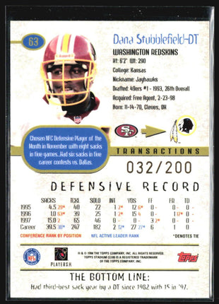 1998 Topps Stadium Club - #63 Dana Stubblefield First Day Issue /200