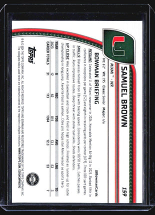 2024 Bowman Chrome U Samuel Brown 1st Aqua Speckle /275 #159