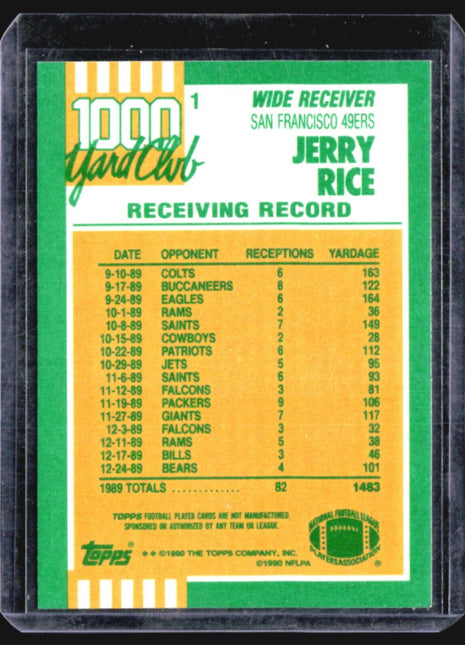 1990 Topps - 1000 Yard Club Two Stars on Back #1 Jerry Rice