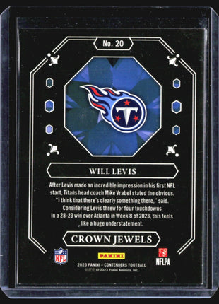 2023 Contenders Crown Jewel Will Levis sp Rc #20