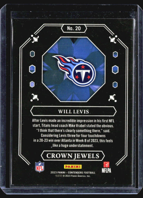 2023 Contenders Crown Jewel Will Levis sp Rc #20