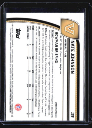 2024 Bowman Chrome U Nate Johnson 1st Xfractor #135