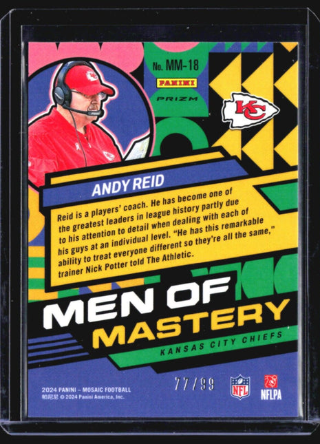 2024 Panini Mosaic Andy Reid Men of Mastery Blue Prizm /99 #MM-18