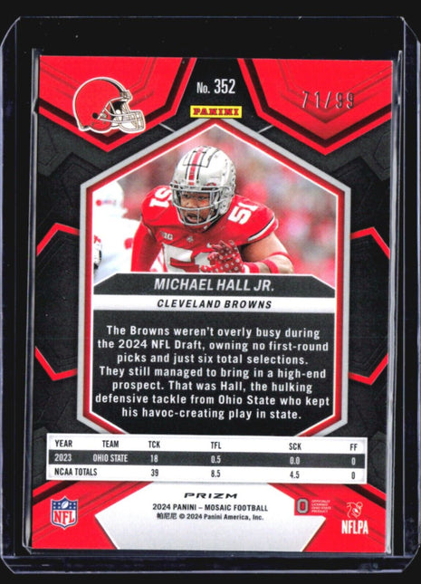 2024 Panini Mosaic Michael Hall Blue Prizm Rc /99 #352