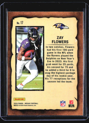 2024 Panini Mosaic Notoriety Zay Flowers #17