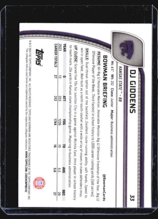 2024 Bowman Chrome U DJ Giddens 1st Xfractor #33