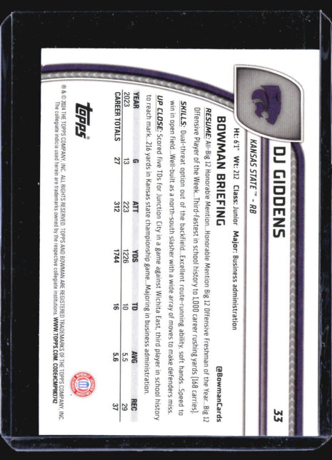 2024 Bowman Chrome U DJ Giddens 1st Xfractor #33