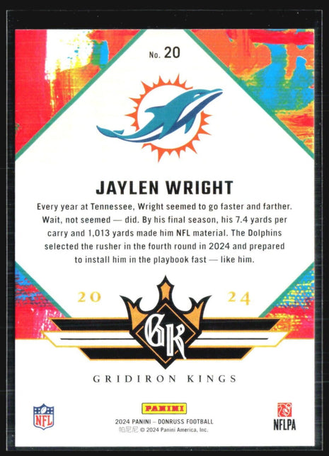 2024 Donruss Gridiron Kings Jaylen Wright Rc #20