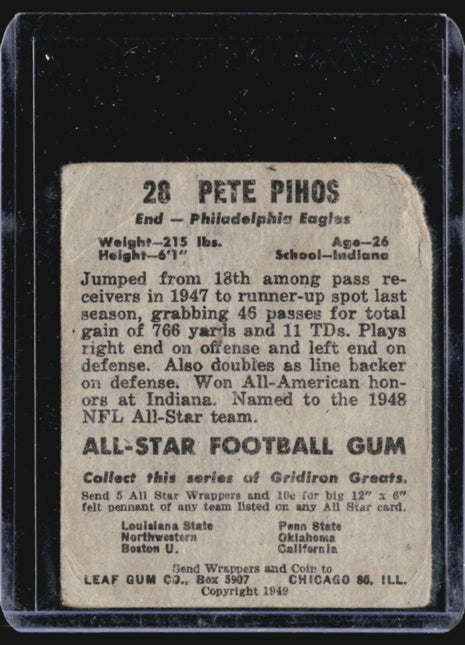 1949 Leaf - Yellow Jersey Number #16 Pete Pihos