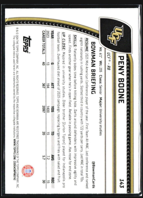 2024 Bowman Chrome U Peny Boone 1st Silver Shock #143