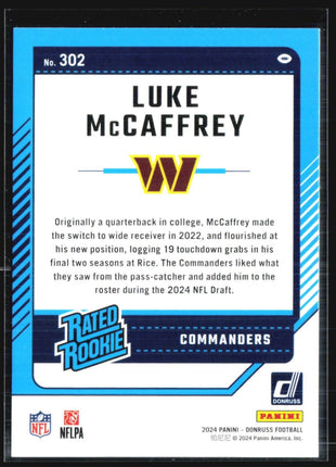 2024 Panini Donruss Luke McCaffrey Rated Rookie #302