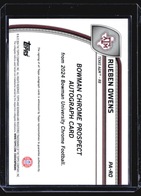 2024 Bowman Chrome U Rueben Owens Stealth Auto #PA-RO
