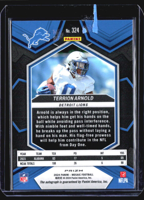 2024 Panini Mosaic Terrion Arnold White Rc Auto #324
