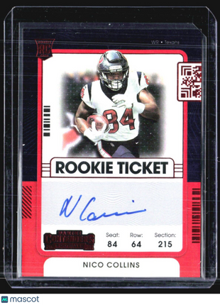 2021 Panini Contenders Rookie Ticket Red Zone Nico Collins Rc Auto Sp #127