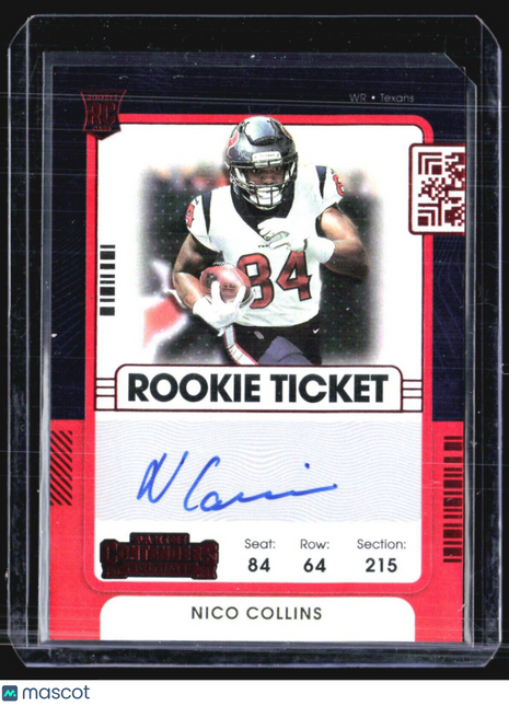 2021 Panini Contenders Rookie Ticket Red Zone Nico Collins Rc Auto Sp #127