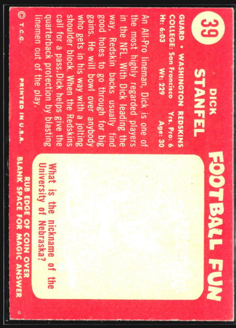 1958 Topps - #39 Dick Stanfel