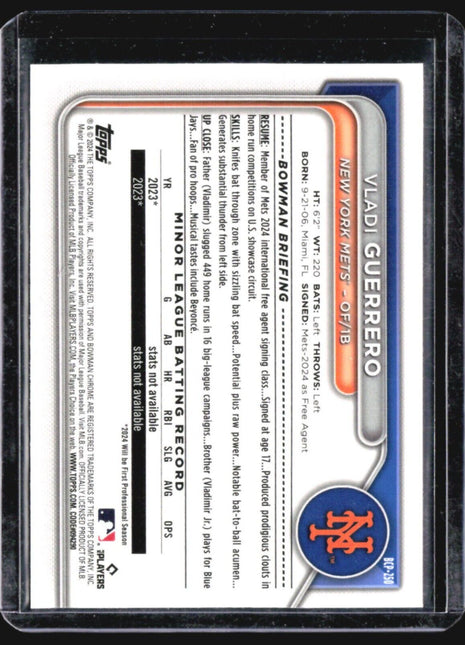 2024 Bowman Chrome - Prospects #BCP-250 Vladi Guerrero (RC) Mega Box Mojo