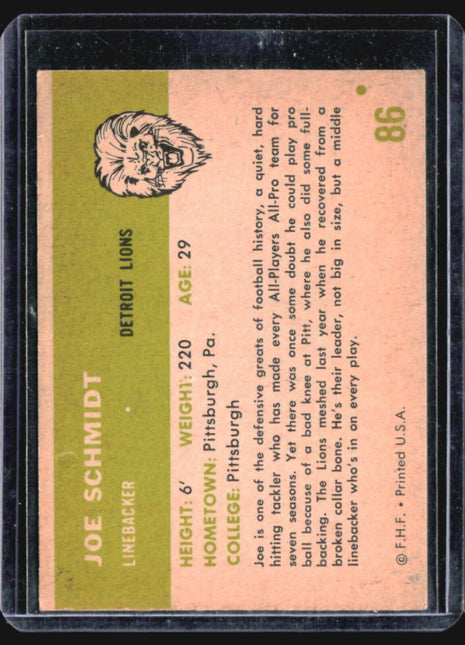 1961 Fleer Joe Schmidt #86