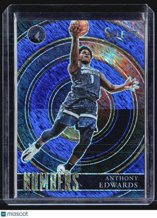 2020-21 Panini Select - Select Numbers #15 Anthony Edwards (RC) Blue Shimmer