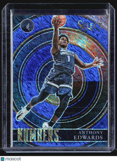2020-21 Panini Select - Select Numbers #15 Anthony Edwards (RC) Blue Shimmer
