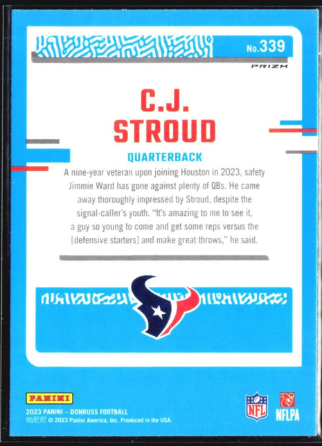 2023 Panini Donruss Rated Rookie #339 C.J. Stroud (RC) Optic Preview Blue Scope