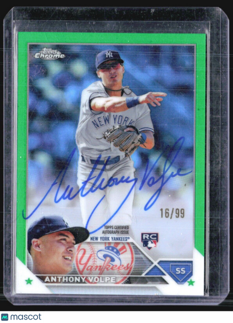 2023 Topps Chrome Rookie Auto Green Refractor #RA-AV Anthony Volpe /99