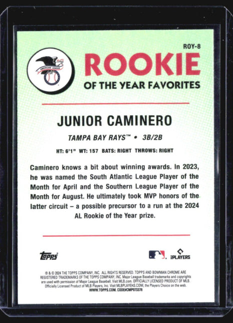 2024 Bowman Mega Box Chrome Rookie of the Year Favorites #ROY-8 Junior Caminero