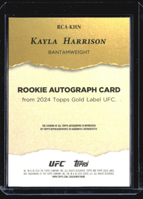 2024 Topps UFC Gold Label Kayla Harrison Rc Auto /349 #RCA-KHN