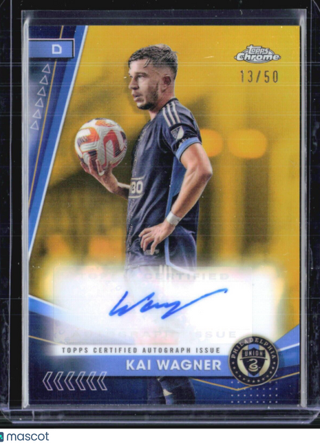 2024 Topps MLS Chrome Kai Wagner Gold Refractor Auto /50 #CA-KW