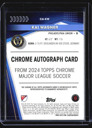 2024 Topps MLS Chrome Kai Wagner Gold Refractor Auto /50 #CA-KW