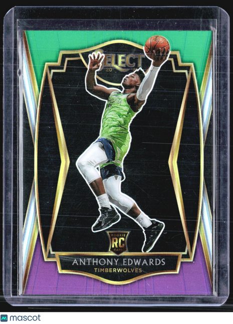 2020-21 Select Premier Level Green White Purple Prizm #169 Anthony Edwards RC