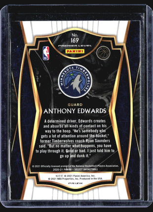2020-21 Select Premier Level Green White Purple Prizm #169 Anthony Edwards RC
