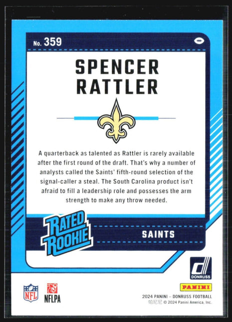 2024 Panini Donruss - Rated Rookie #359 Spencer Rattler (RC)