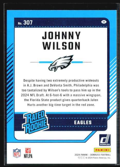2024 Panini Donruss - Rated Rookie #307 Johnny Wilson (RC) Green Press Proof