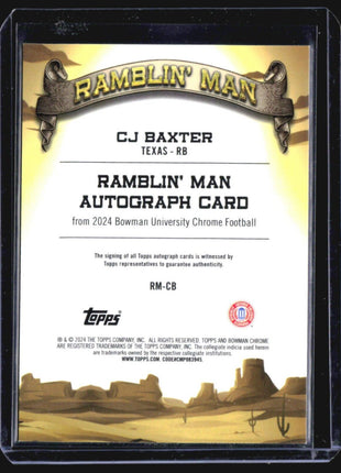 2024 Bowman Chrome U CJ Baxter Ramblin Man Auto /99 #rm-cb
