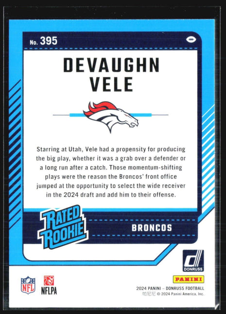 2024 Panini Donruss Rated Rookie Devaughn Vele Rc #395