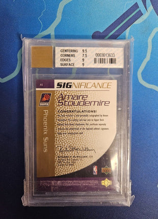 2003-04 Amare Stoudemire Sp Game Used Significance Gold Auto /10 BGS 8 9 auto