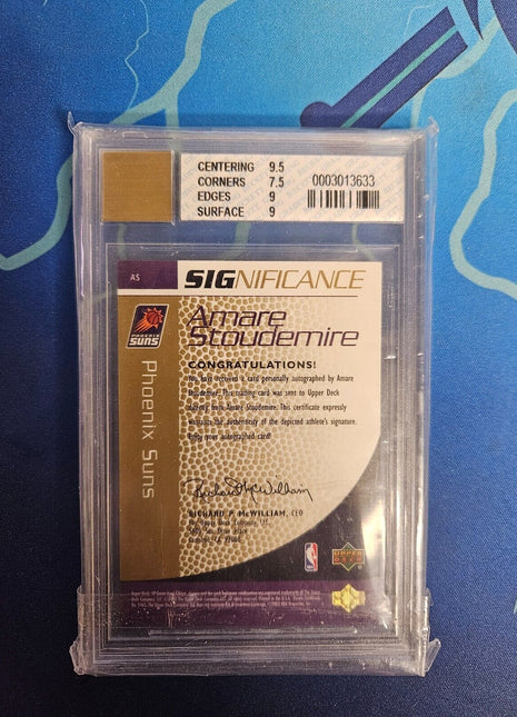 2003-04 Amare Stoudemire Sp Game Used Significance Gold Auto /10 BGS 8 9 auto