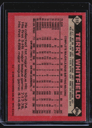1986 Topps - #318 Terry Whitfield