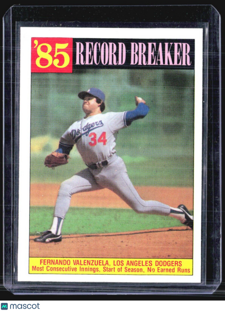 1986 Topps - Record Breaker #207 Fernando Valenzuela