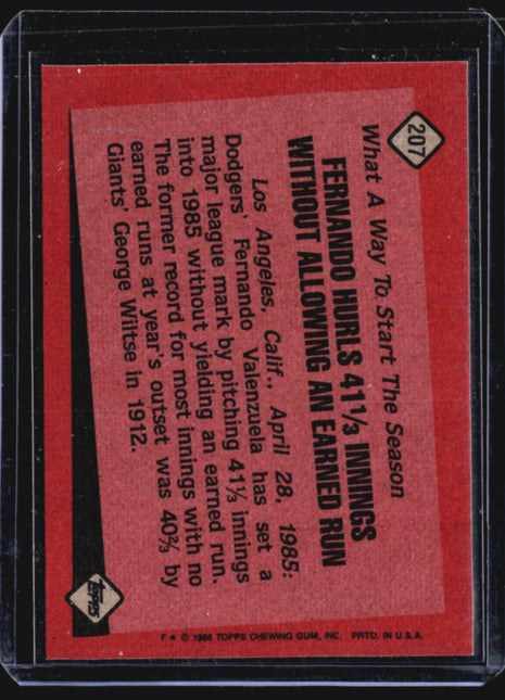 1986 Topps - Record Breaker #207 Fernando Valenzuela
